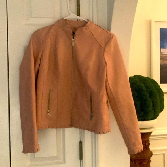 Bacicini Vegan Leather Mauve Blush Pink Jacket Zip Pockets Petite Small EUC - Picture 6 of 8